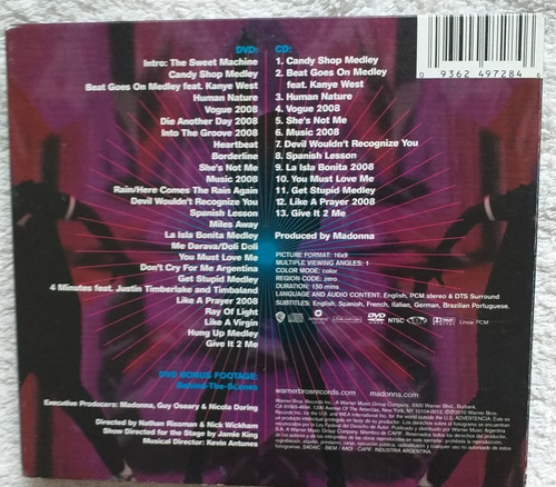 Cd Y Dvd Madonna Sticky Sweet Tour (Usado)