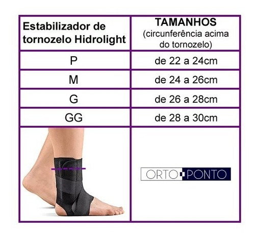 Estabilizador De Tornozelo Com Talas Laterais Neoprene Tam P Preto