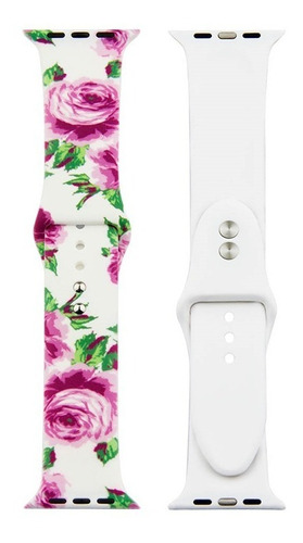 Malla Para Apple Watch Silicona Floral 38/40-42/44 Mm