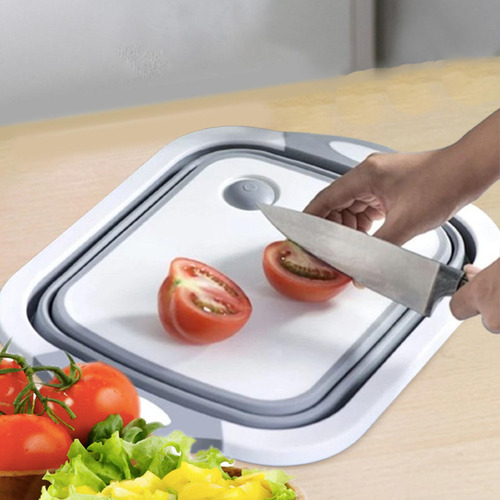 Tabla De Cortar Plegable, Escurridor, Lavabo, Cesta Gris S