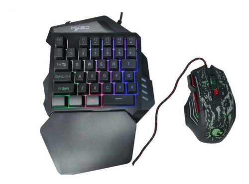 Kit Teclado Una Mano + Mouse Gamer Retroiluminado Usb