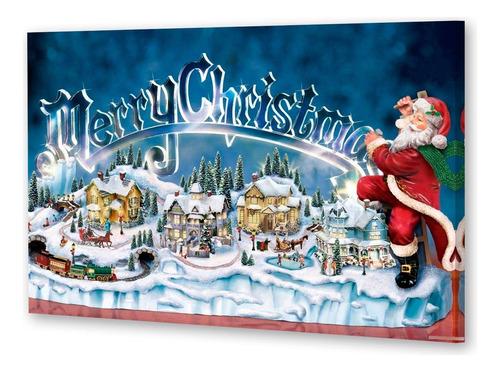 Cuadro 50x75cm Navidad Papa Noel Nieve Hielo Frio