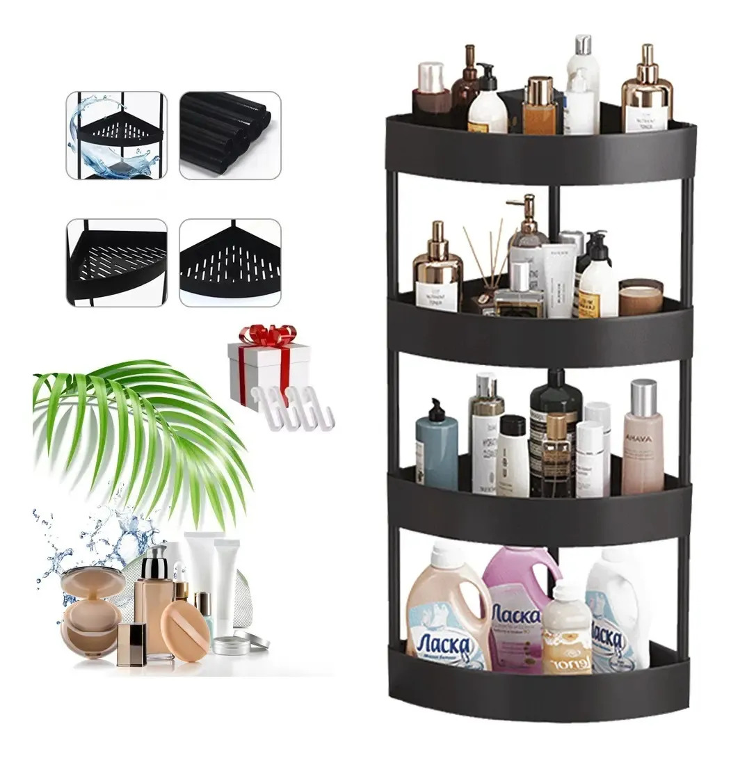 Imagen de Organizador Esquinero Para Baño Estante De Cocina 4 Repisas Color Negro