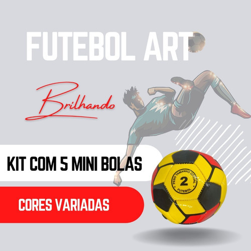 Kit 5 Bolas Nº 2 Mini Jogo Futebol Cores 14cm Futsal Pequena Cor Variadas 3