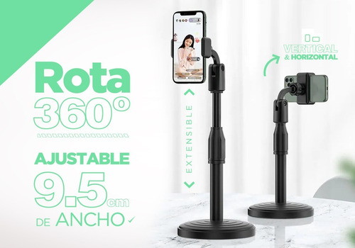 Imagen 6 de 10 de Soporte Apoya Celular Flexible Rota 360° Extensible De Mesa