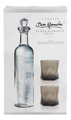 Tequila Don Ramón Plata con 2 Vasos 750ml