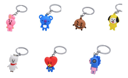 7 Piezas Cute Bts Llavero Amuleto Para Bolso