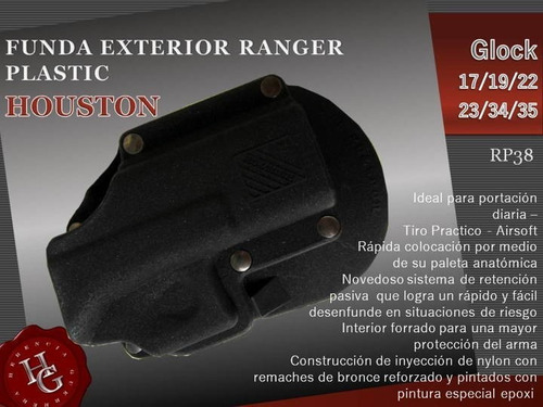 Imagen 2 de 7 de Pistolera Funda Houston Ranger Ext Glock Rp38 Tiro Practico