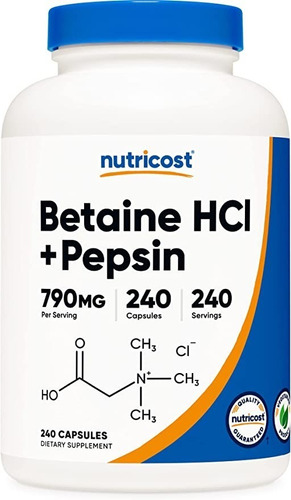 Betaína Hcl Pepsina 750 Mg 240 Cápsulas Usa Betaine Pepsine