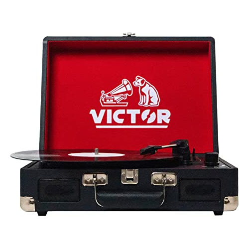 Metro 3-speed Portable Suitcase Turntable Record Player...