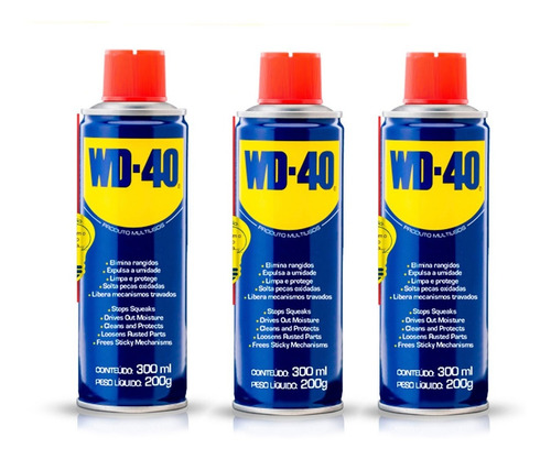 Imagem 1 de 4 de Kit 3 Óleo Wd40 Multiusos - Desengripante Lubrifica 300ml