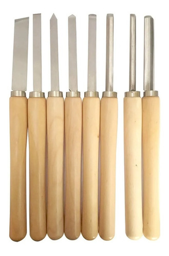 Set 8 Gubias Profesional Acero Mango Madera