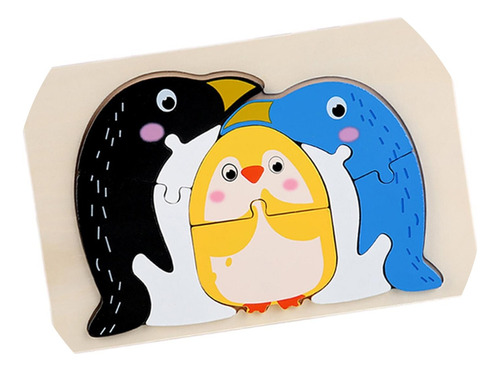 Rompecabezas Madera Para Niños 6 Piezas Figura Pingüino