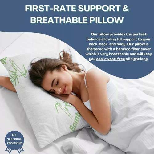 Bamboo Pillow Queen Espuma De Memoria Triturada 48x71 Blanco