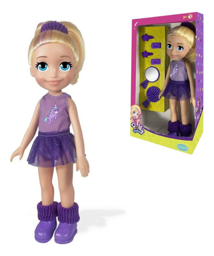 Boneca Polly Pocket 36cm Ginasta + Acessórios Pupee Mattel