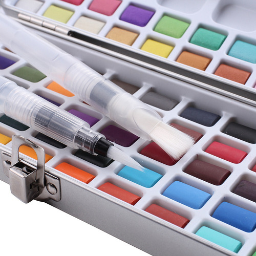 Juego De Pintura De Acuarela Sólida De 72 Colores Con 3 Pin