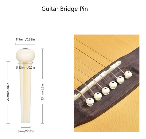 Clavija De Plástico Para Guitarra, Punta Y Tuerca, Color Bla