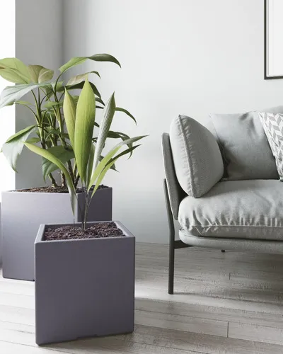Maceta Plástica Rotomoldeada Modelo Cubo N 40 Moderna Amalfi Color Gris Grafito