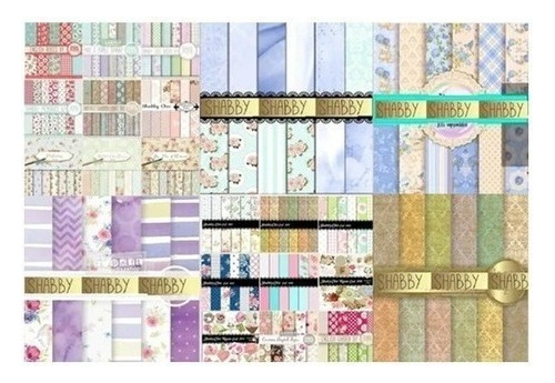 Fondos Papeles Shabby Chic Lila, Rosa, Celeste