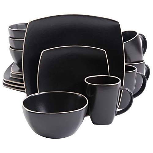 Juego De Vajilla Para 4 16 Unidades Color Negro Mate