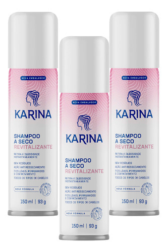  Kit 3 Shampoo A Seco Karina Revitalizante Volume 150ml
