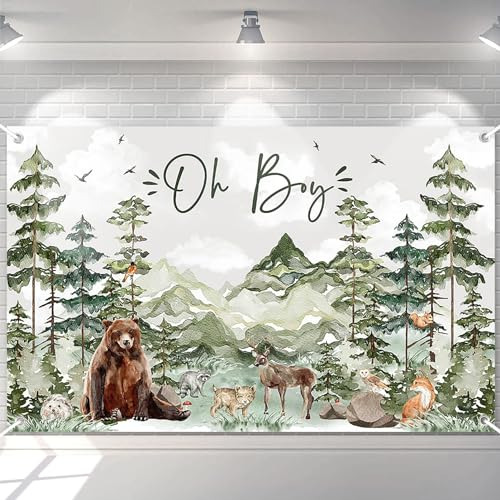 Avezano Oh Boy Backdrop Bosque Aventura Baby Shower N4f1y