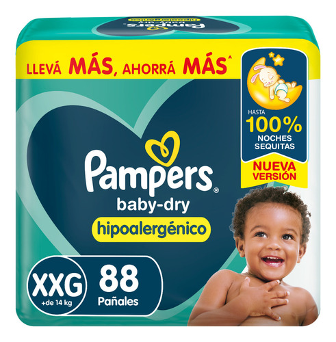 Pañales Pampers Baby Dry  Xxg X 88 Unidades