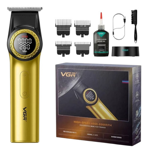 Kit Máquina Vgr Cortar Cabelo + Acabamento V977 Com Base Pro