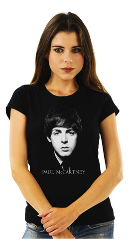 Polera Mujer Paul Mccartney Beatles Face Con Logo Rock Impre