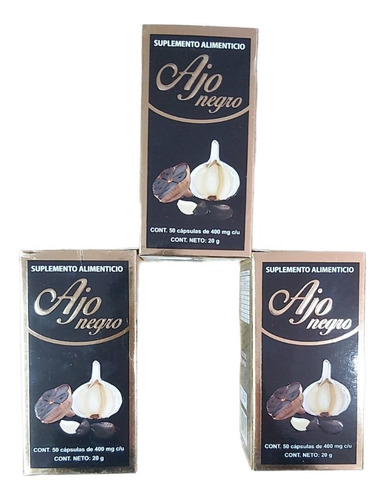 Ajo Negro Cba Pack De 3 Piezas De 50 Caps De 400 Mg C/u