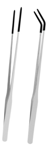 2 Pieces Aquarium Tweezers Reptile Feeding Black Argent