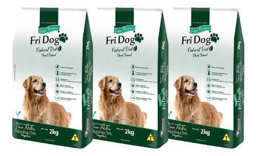 Kit 3 Ração Natural Vegetariana Premium Cães 2kg Fri Dog