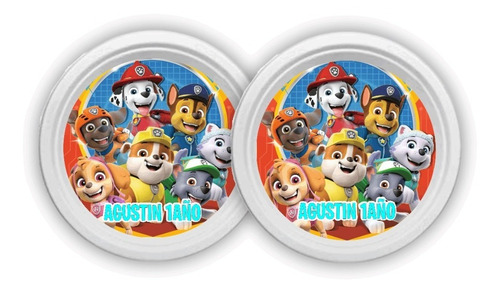 Patrulla Canina Platos Pack X10 Personalizados 21x2cm Grande