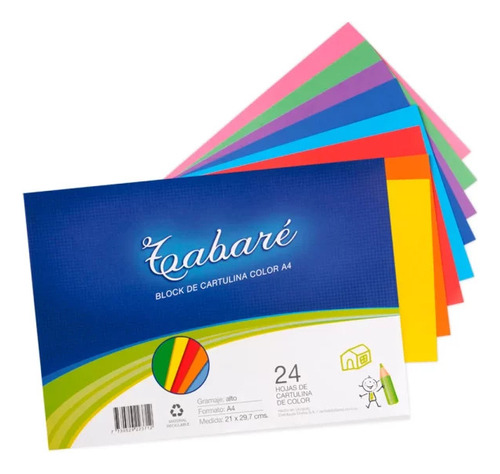Block Cartulina Color A4 Tabaré 24 Hojas Color