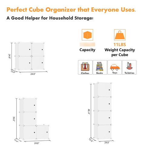 Organizador Modular De Plástico Con 4 Cubos Y Puertas