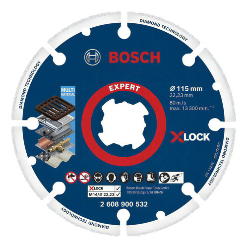 Disco Diamantado Para Metal Expert Bosch X Lock 115x22,23 Mm Cor Azul
