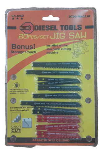 Set De Hojas P/sierra Caladora (20pzs) Diesel Tools