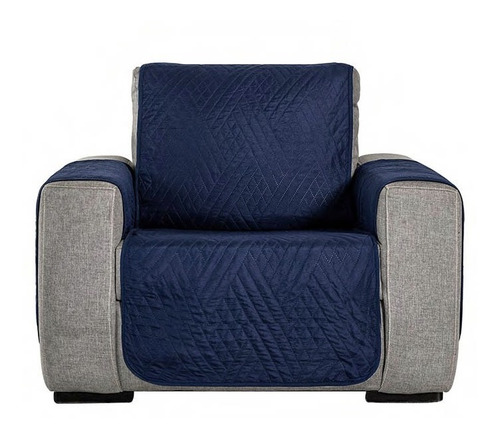 Protector De Sillon Individual Humo Azul Doble Vista Vianney Sirve También Para Reposet (reclinable)