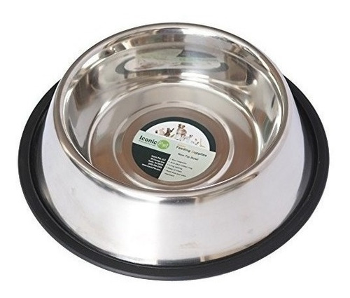 Iconic Pet 2 Cup Stainless Steel Non Skid Pet Bowl For