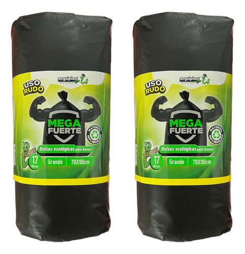 2 Rollos Bolsa Basura Grande 70 X 90 Anguiplast Uso Rudo Eco