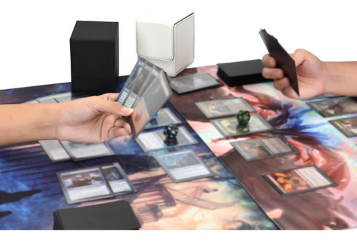 Caja De Cartas Mtg Guarda +100 Cartas Doble Forro Cuero Negr
