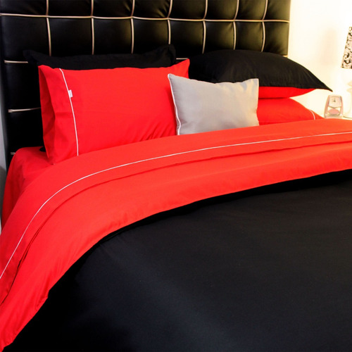 Imagen 2 de 5 de Duvet Doble Lisboa Doble Faz Negro - Rojo