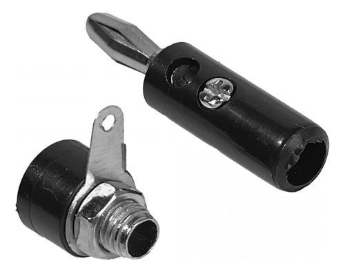Kit Conector Banana Aislado Negro 4mm Macho Y Hembra