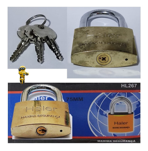 Imagem 3 de 7 de 02 X Cadeado Grande 75mm P/ Portão Garagem Corrente Loja