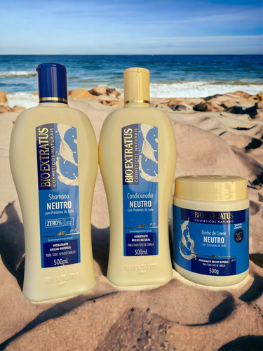 Kit 1 Shamp 1 Condic 1 Banho Creme Brilho Neutro 500ml