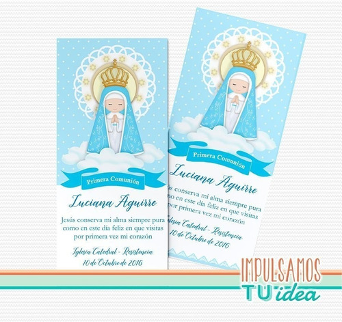 Estampita Con Virgencita, Tarjeta Con Virgencita Imprimible