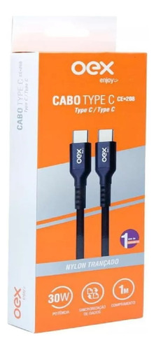 Cabo Type C (type C/type C ) Preto - Ce208