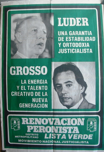 Afiche Político Campaña Electoral 1987 Renovación Peronista