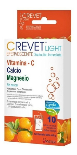 Crevet Light Efervescente Vit C +calcio +magnesio 10 Sobres 