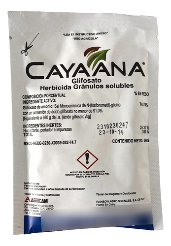 2 Sobres De Glifosato En Polvo 50 Gr Elimina Hierba Y Zacate